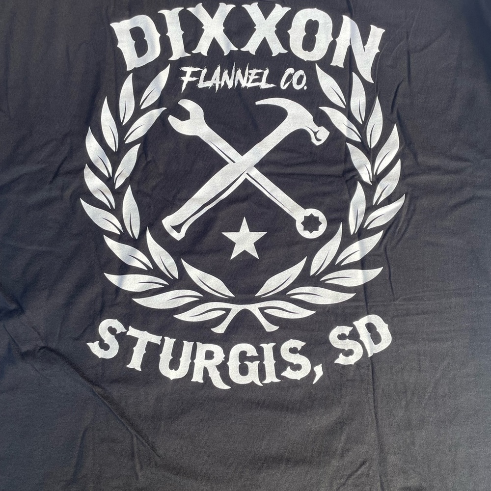 DIXXON Sturgis Flannel Co Sketchy White Crest Mens Black T-Shirt Size XL - Picture 3 of 5
